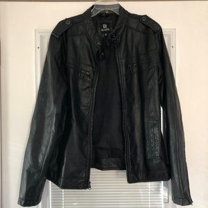 Black faux leather moto jacket